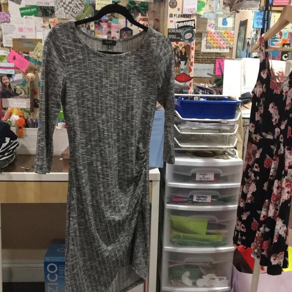 GRAY BODYCON MIDI DRESS - Picture 3 of 3